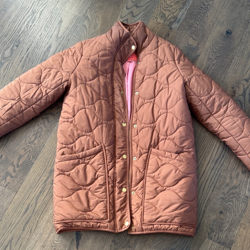 J. Crew Brown Quilted Jacket with Pink Interior